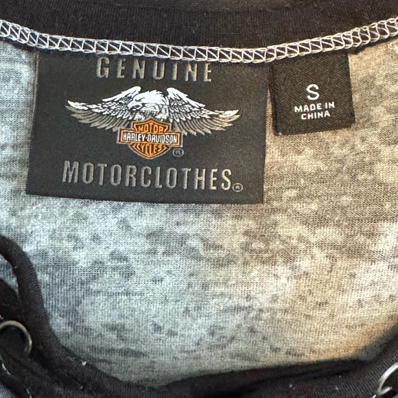 Harley-Davidson Raglan Short Sleeve Tie Front Tee - Picture 4 of 4